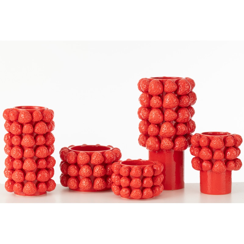 Grand Cache pot original Fraises Rond Diamètre 25 cm en Céramique Rouge Juicy - 2