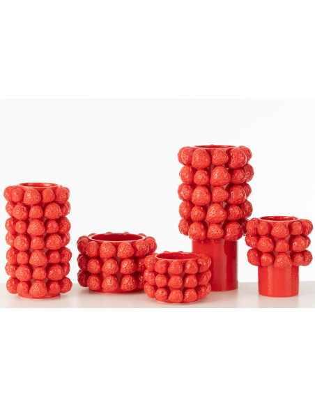 Grand Cache pot original Fraises Rond Diamètre 25 cm en Céramique Rouge Juicy - 2