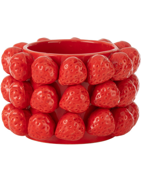 Petit Cache pot original Fraises Rond Diamètre 15 cm en Céramique Rouge Juicy - 1