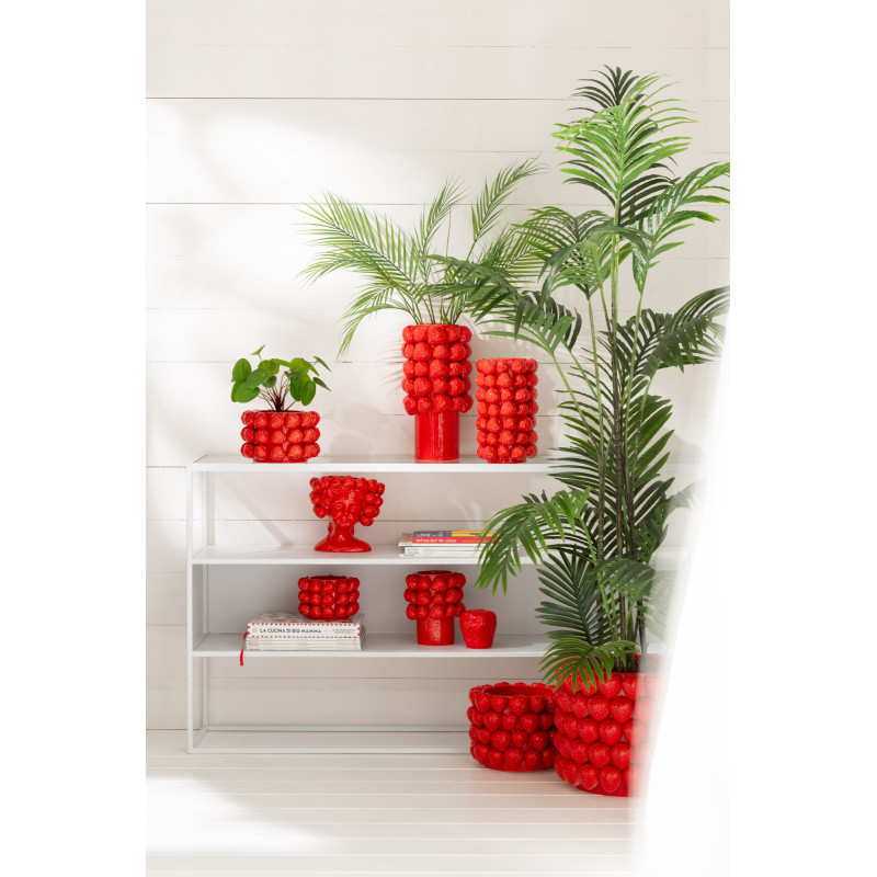 Petit Cache pot original Fraises Rond Diamètre 15 cm en Céramique Rouge Juicy - 2