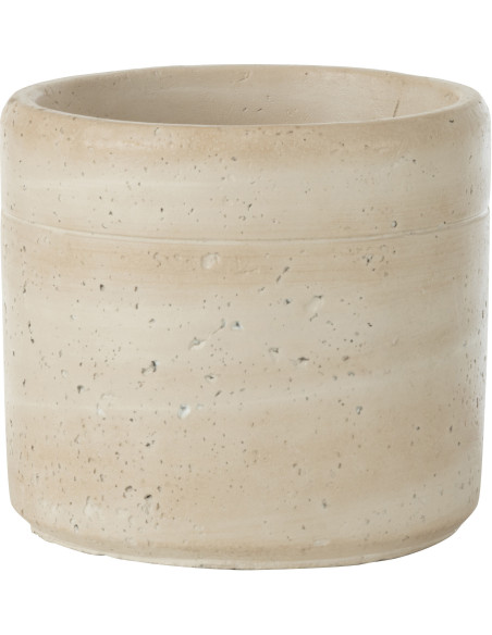 Petit Cache pot Rond Diamètre 14 cm en Ciment Beige Olina - 1