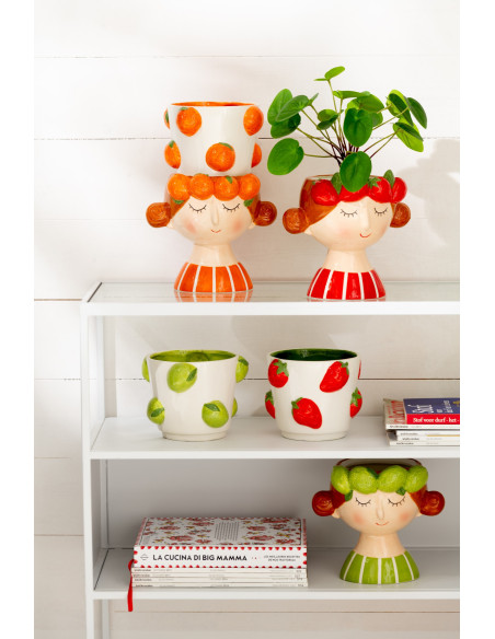 Petit Cache pot bohème Rond Diamètre 11 cm en Papier Plastique Terracotta Ocre jaune Marron Tressé Orwy (Lot de 3) - 6