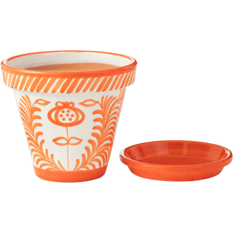 Cache pot sur pied Fille Fraises Rond Hauteur 30 cm en Dolomite Rouge Blanc Fruity - 2