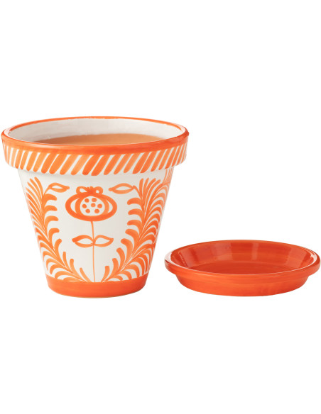 Cache pot sur pied Fille Fraises Rond Hauteur 30 cm en Dolomite Rouge Blanc Fruity - 2