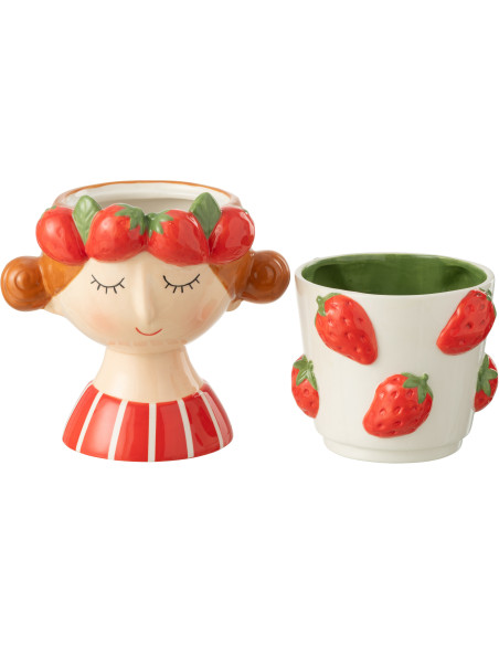 Petit Cache pot originale indien Rond Diamètre 5 cm en Terre cuite Rouge Orange Vert Bleu Motif fleurs Mumbai (Lot de 4) - 3