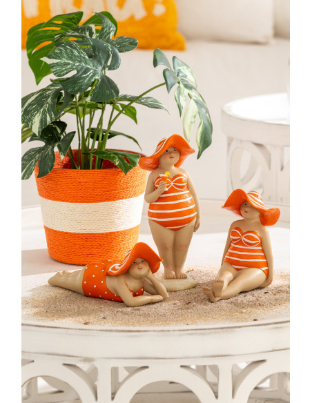 Petit Cache pot moderne Rond Diamètre 11 cm en Porcelaine Vert Rose Orange Jaune Smiley (Lot de 4) - 2