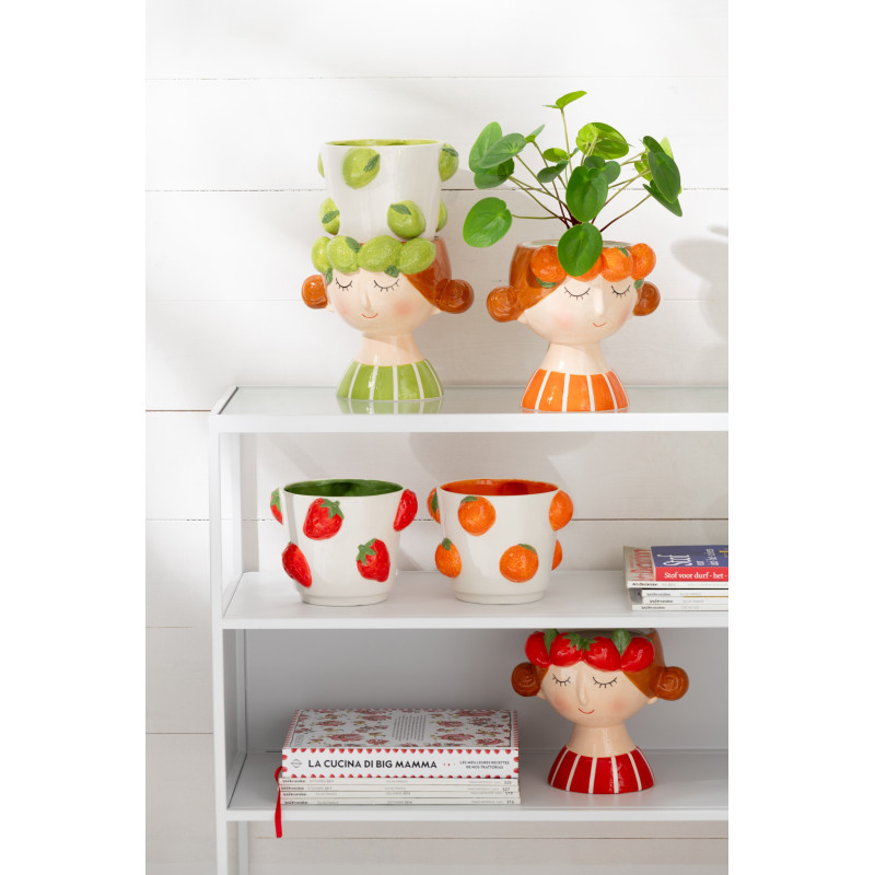 Petit Cache pot bohème Rond Diamètre 13 cm en Papier Plastique Jaune Vert Tressé Orwy (Lot de 2) - 2