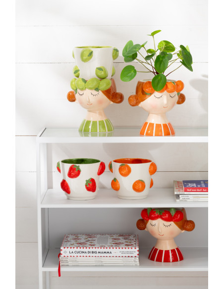 Petit Cache pot bohème Rond Diamètre 13 cm en Papier Plastique Jaune Vert Tressé Orwy (Lot de 2) - 2