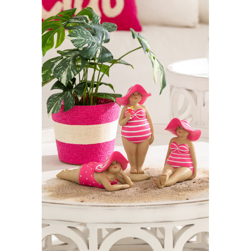 Petit Cache pot bohème Rond Diamètre 15 cm en Papier Plastique Rose Orange Tressé Orwy (Lot de 2) - 2