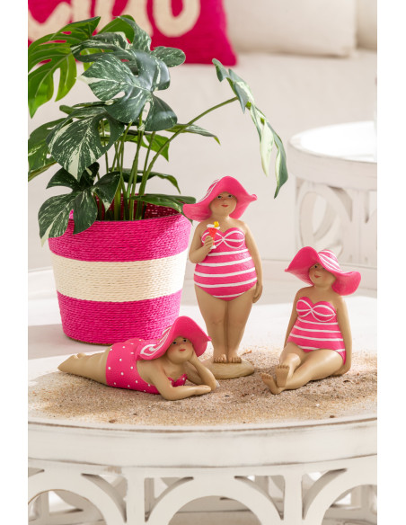 Petit Cache pot bohème Rond Diamètre 15 cm en Papier Plastique Rose Orange Tressé Orwy (Lot de 2) - 2