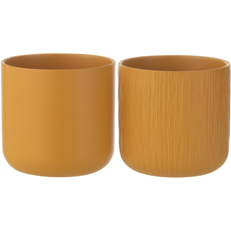 Petit Cache pot Rond Diamètre 15 cm en Céramique Ocre jaune Gen (Lot de 2) - 1