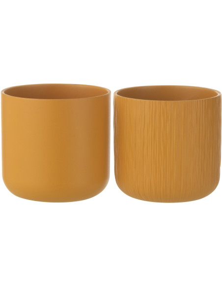 Petit Cache pot Rond Diamètre 15 cm en Céramique Ocre jaune Gen (Lot de 2) - 1