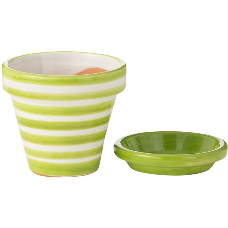 Grand Cache pot original extérieur Rond Diamètre 50 cm en Céramique Orange Blanc Motif fleur Granada - 2