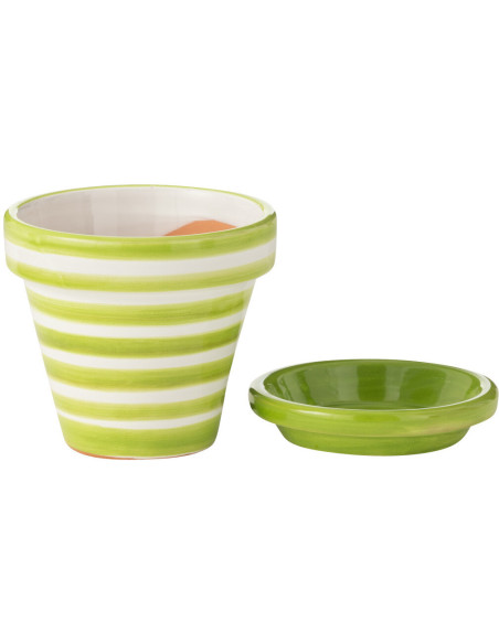 Grand Cache pot original extérieur Rond Diamètre 50 cm en Céramique Orange Blanc Motif fleur Granada - 2