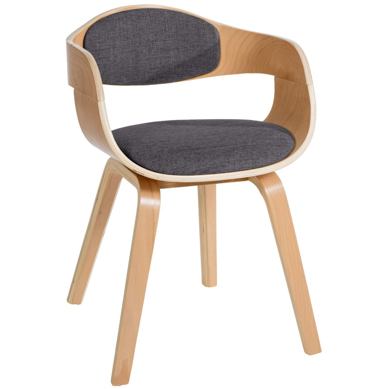 Fauteuil de table Beatrix en Polyester Gris clair Bois Naturel - 1