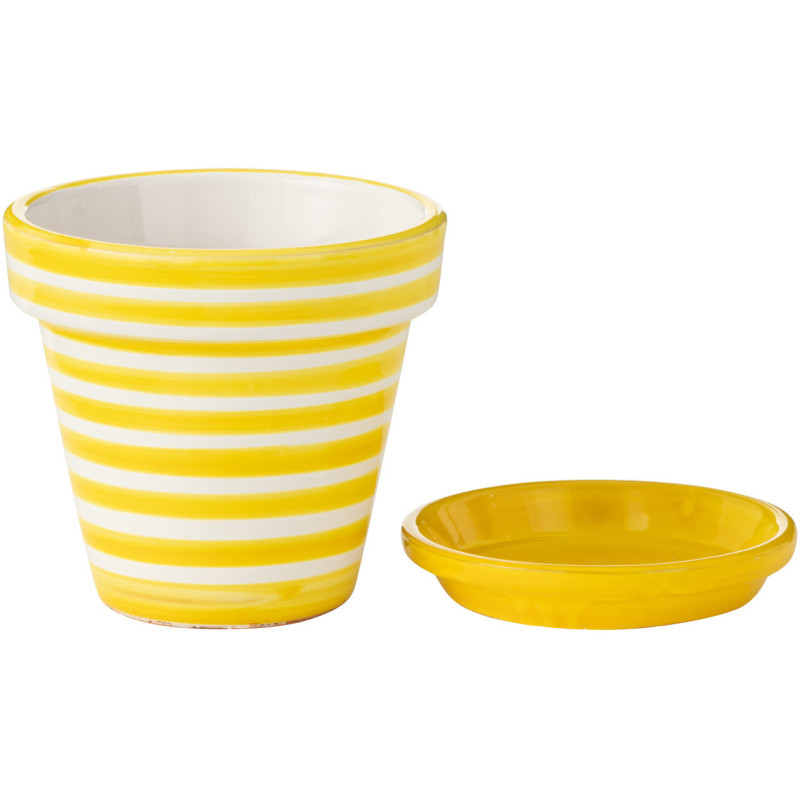 Grand Cache pot original extérieur Rond Diamètre 35 cm en Céramique Bleu aqua Blanc Motif fleur Granada - 2