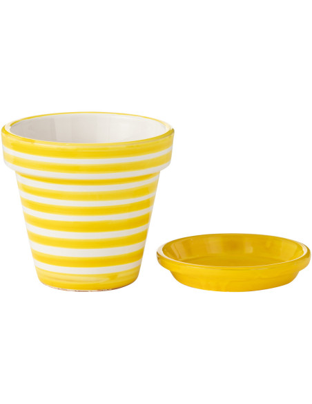 Grand Cache pot original extérieur Rond Diamètre 35 cm en Céramique Bleu aqua Blanc Motif fleur Granada - 2