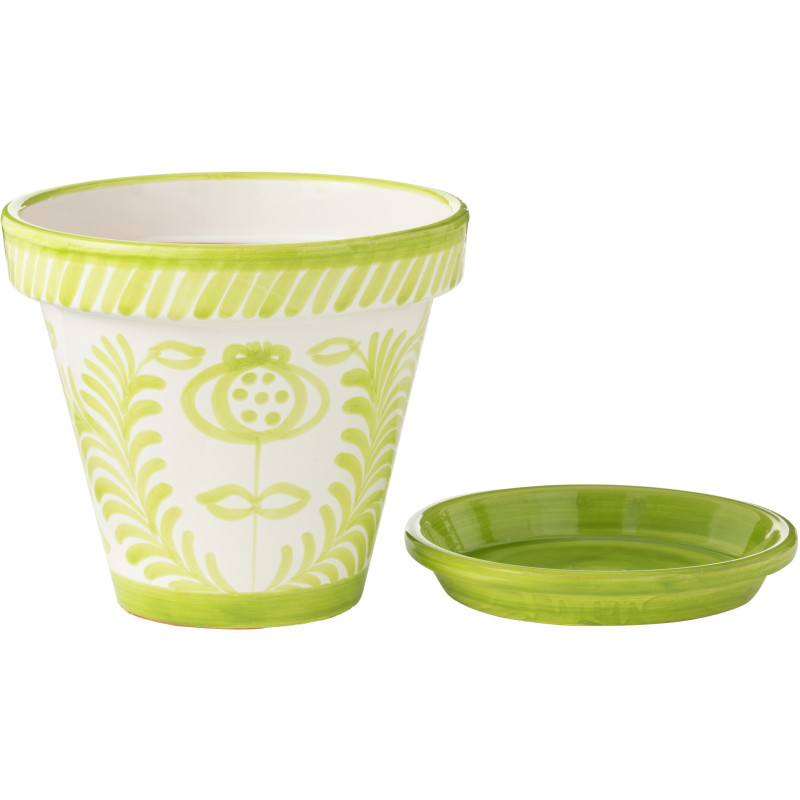 Grand Cache pot original extérieur Rond Diamètre 50 cm en Céramique Vert Blanc Motif fleur Granada - 2