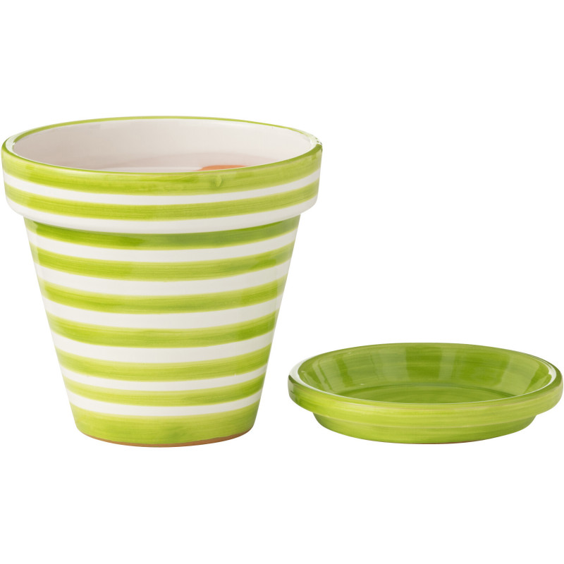 Cache pot bohème Rond Diamètre 17 cm en Papier Plastique Jaune Vert Tressé Orwy (Lot de 2) - 2