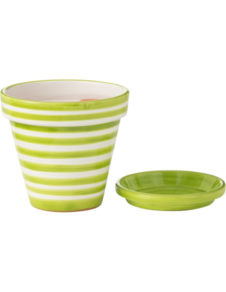 Cache pot bohème Rond Diamètre 17 cm en Papier Plastique Jaune Vert Tressé Orwy (Lot de 2) - 2