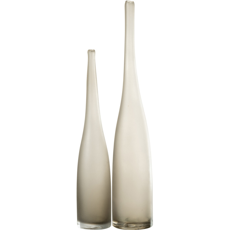 Grand Vase minimaliste Flute en Verre Marron ambré Yara (Lot de 3) - 2