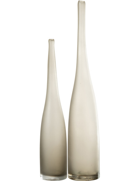 Grand Vase minimaliste Flute en Verre Marron ambré Yara (Lot de 3) - 2