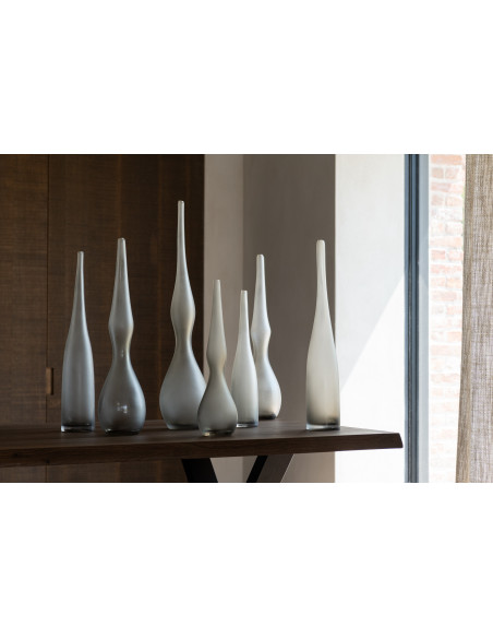 Grand Vase minimaliste Flute en Verre Marron ambré Yara (Lot de 3) - 3