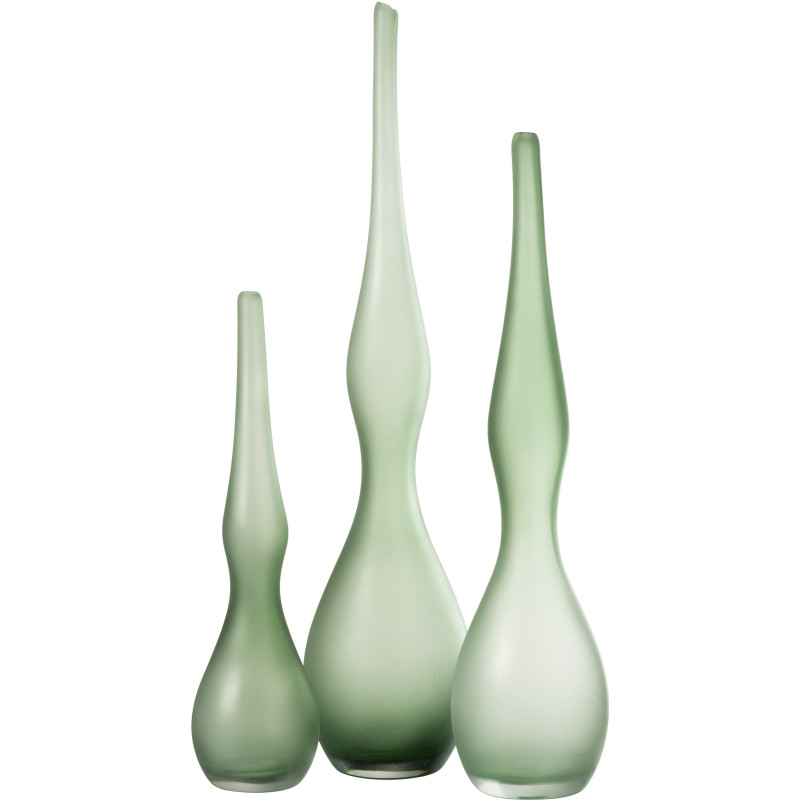 Grand Vase minimaliste Flute en Verre Vert menthe Yara (Lot de 3) - 1
