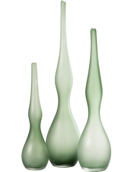 Grand Vase minimaliste Flute en Verre Vert menthe Yara (Lot de 3) - 1