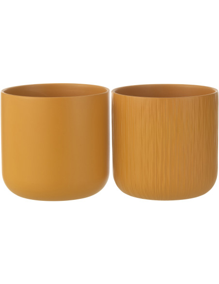 Cache pot Rond Diamètre 18 cm en Céramique Ocre jaune Gen (Lot de 2) - 1