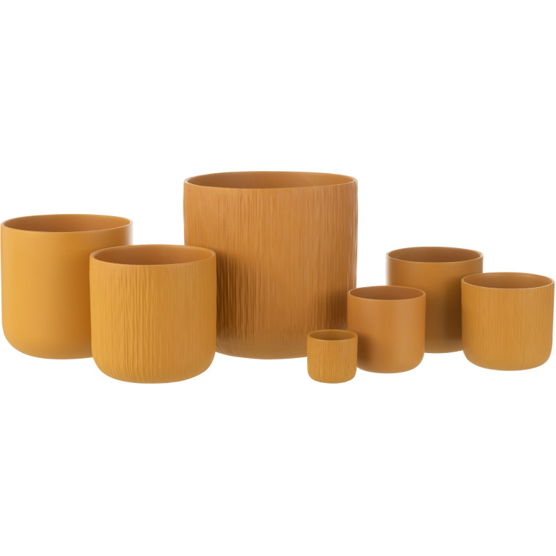 Cache pot Rond Diamètre 18 cm en Céramique Ocre jaune Gen (Lot de 2) - 2