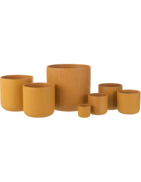 Cache pot Rond Diamètre 18 cm en Céramique Ocre jaune Gen (Lot de 2) - 2