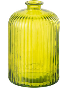 Vase moderne Bouteille Hauteur 23 cm en Verre Jaune Motif rayures Zyku - 1