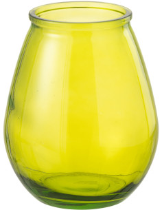 Vase moderne oeuf Ovale Hauteur 23 cm en Verre Jaune Zyku - 1