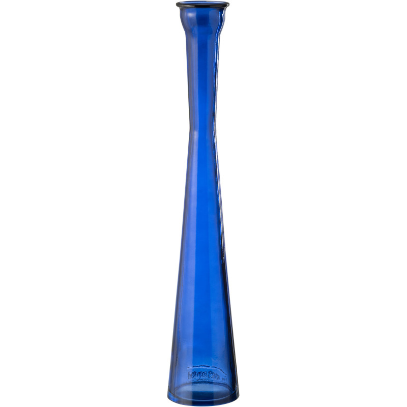 Grand Vase moderne slim Tube Hauteur 51 cm en Verre Bleu Zyku - 1