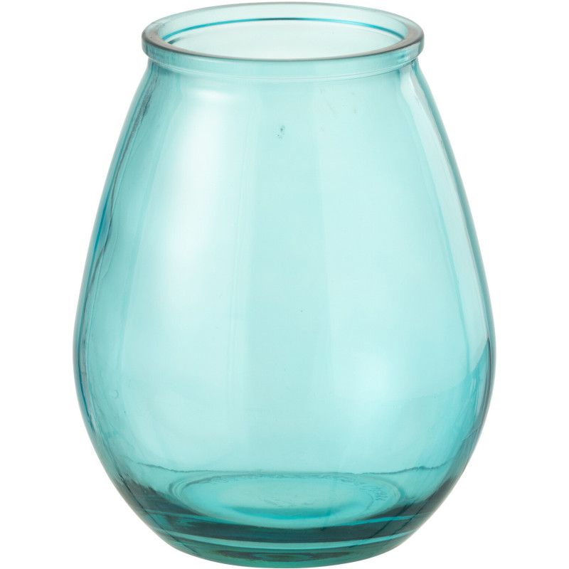 Vase moderne oeuf Ovale Hauteur 23 cm en Verre Bleu aqua Zyku - 1