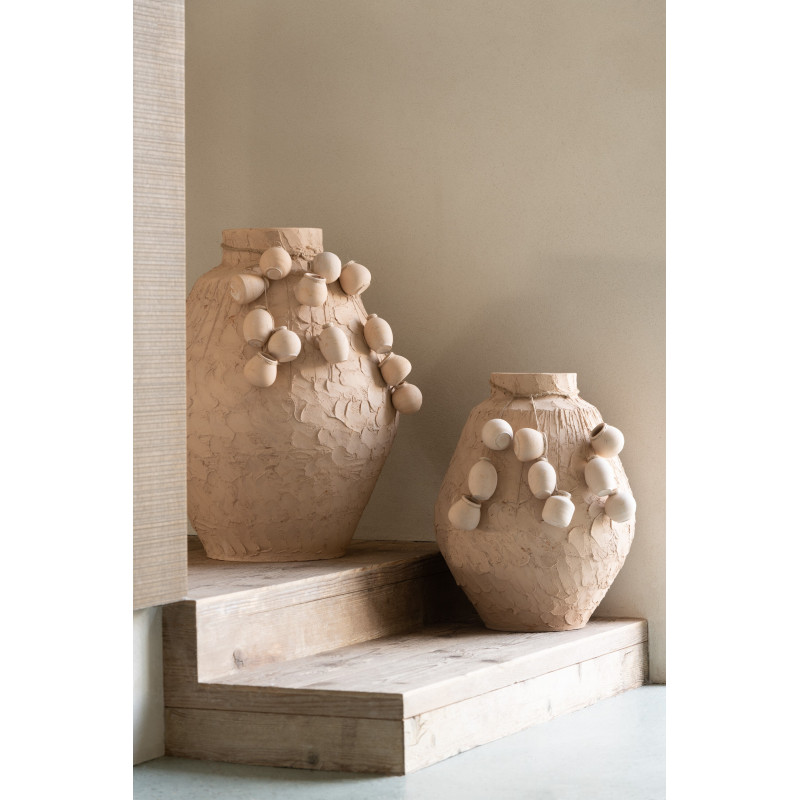Grand Vase Visage XL Ovale Hauteur 95 cm en Papier mâché Blanc Face - 2