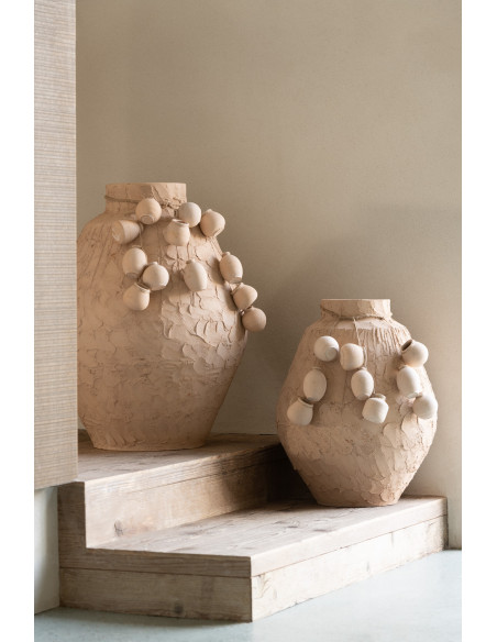 Grand Vase Visage XL Ovale Hauteur 95 cm en Papier mâché Blanc Face - 2