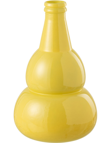 Grand Vase design Bouteille Hauteur 45 cm en Verre Jaune Cocoon - 1