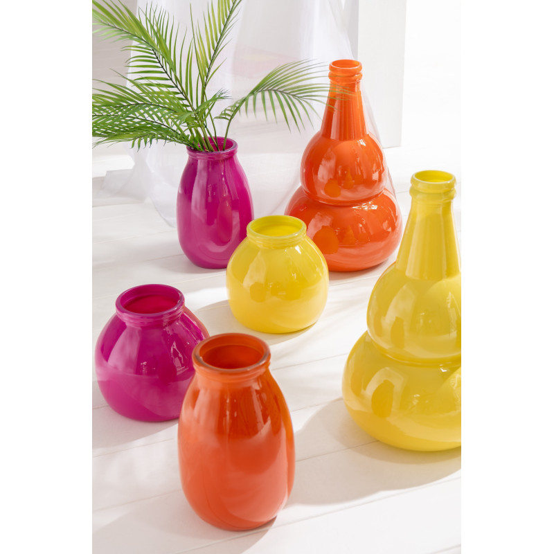 Grand Vase design Bouteille Hauteur 45 cm en Verre Jaune Cocoon - 2