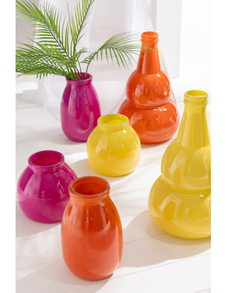 Grand Vase design Bouteille Hauteur 45 cm en Verre Jaune Cocoon - 2