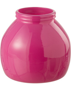 Vase moderne Rond Hauteur 20 cm en Verre Rose Cocoon - 1