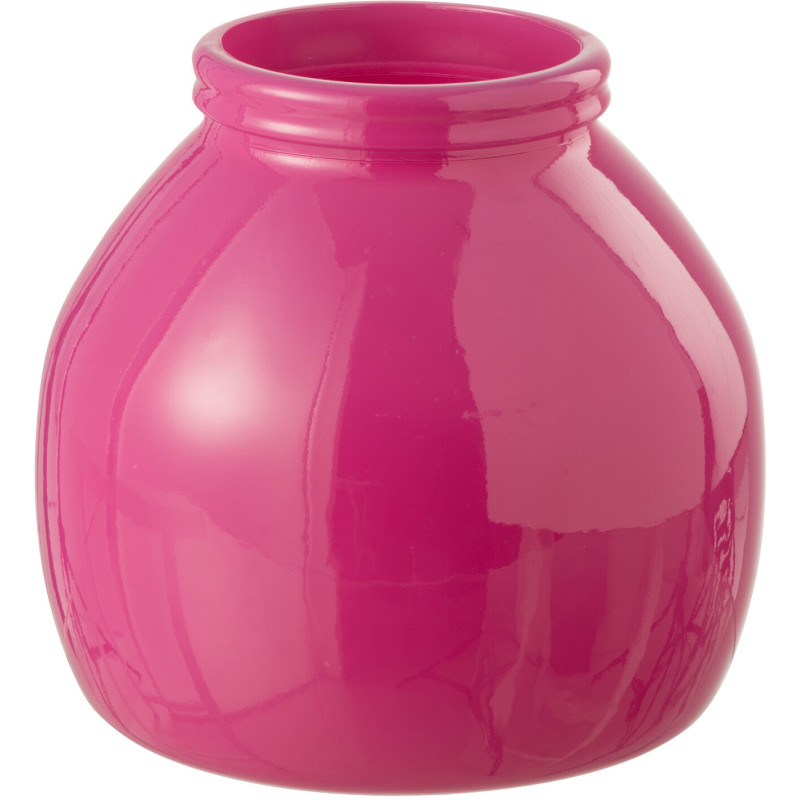Vase moderne Rond Hauteur 20 cm en Verre Rose Cocoon - 1