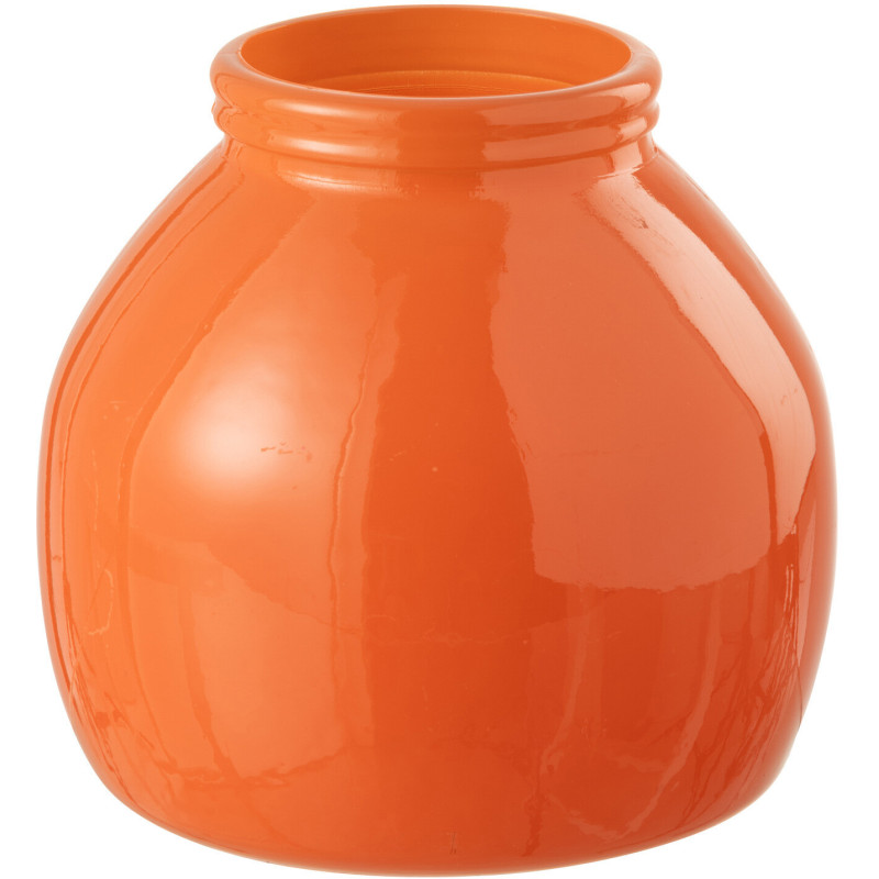 Vase moderne Rond Hauteur 20 cm en Verre Orange Cocoon - 1