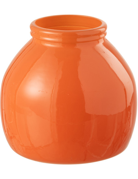 Vase moderne Rond Hauteur 20 cm en Verre Orange Cocoon - 1