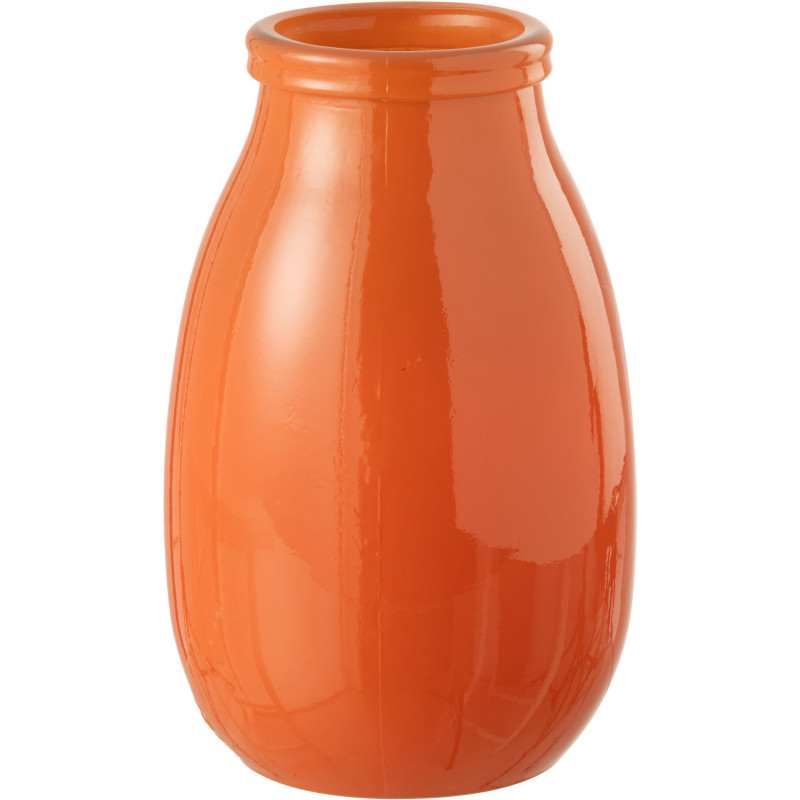 Grand Vase moderne Rond Hauteur 28 cm en Verre Orange Cocoon - 1