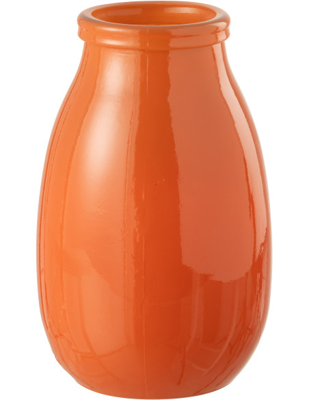 Grand Vase moderne Rond Hauteur 28 cm en Verre Orange Cocoon - 1