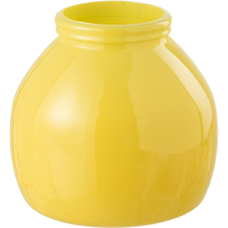 Vase moderne Rond Hauteur 20 cm en Verre Jaune Cocoon - 1