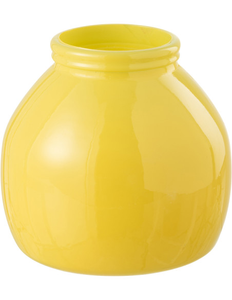 Vase moderne Rond Hauteur 20 cm en Verre Jaune Cocoon - 1