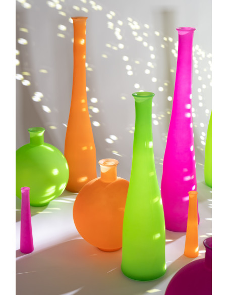 Vase moderne Rond Hauteur 20 cm en Verre Jaune Cocoon - 2